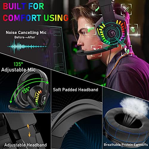 Vezetékes Gaming-Billentyűzet-Egér Fejhallgató Combo,Szivárvány LED Háttérvilágítású, Vezetékes Billentyűzet,Több mint Fülhallgató