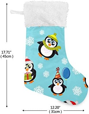 ALAZA Karácsonyi Harisnya Aranyos Pingvinek pedig Hópelyhek Klasszikus Személyre szabott Nagy Harisnya Dekoráció, Családi