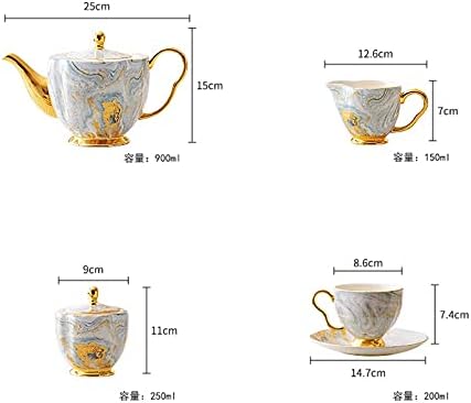 WPYYI porcelán Kávés Készlet Arany Porcelán Délutáni Tea Csésze Szett Cukor Tál, Fazék Drinkware Coffeeware