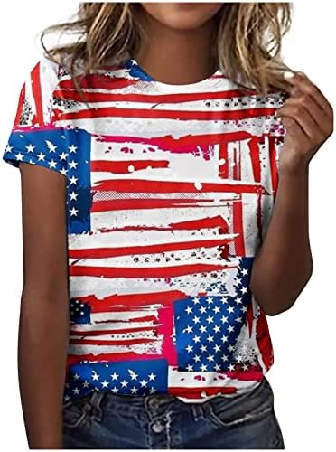 A függetlenség Napja Tshirts a Nők Sleeve Grafikus Pólók Ingek USA Zászló Tunika Blúz július 4-én Szüreti Maximum