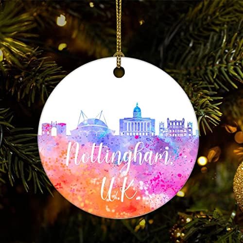 Karácsonyi Ajándék Dísztárgyak Egyesült Királyság-Nottingham Kerámia Dísz, Ajándékok, Díszek, Színes Város Festmény Karácsonyfa