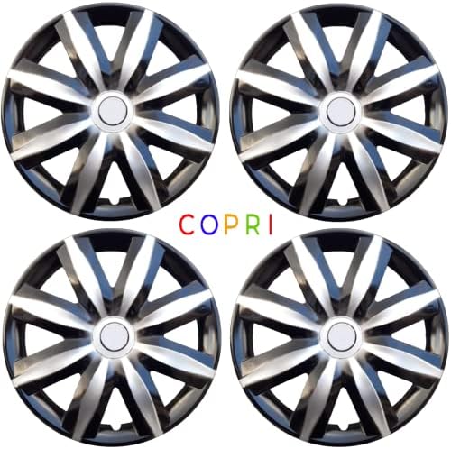 Copri Készlet 4 Kerék Fedezze 14 Coll Ezüst-Fekete Dísztárcsa Snap-On Illik Nissan