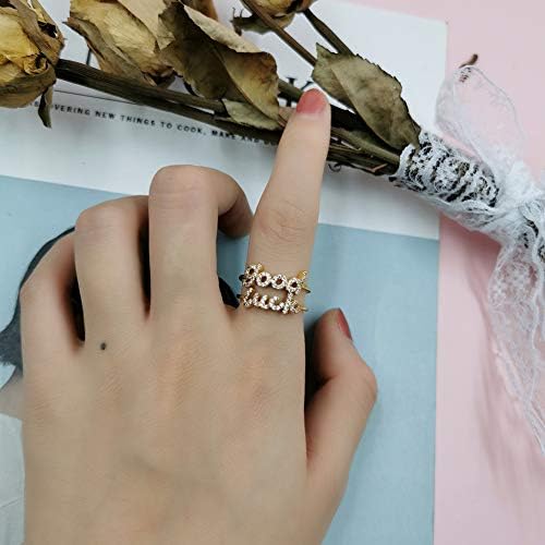 MOROTOLE Nők Nyilatkozat Leveleket Személyre szabott Gyűrű 18K Aranyozott Nyitva Gyűrűk Hipoallergén Cirkónia Állítható Gyűrű