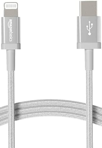 Alapokat Nylon Fonott USB-C-Lightning Kábel, Mpi Hitelesített Töltő iPhone 14 13 12 11 X Xs-Pro, Pro Max, Plusz, iPad, Ezüst,